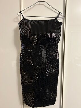 le chateau Black Sequin Mini Dress